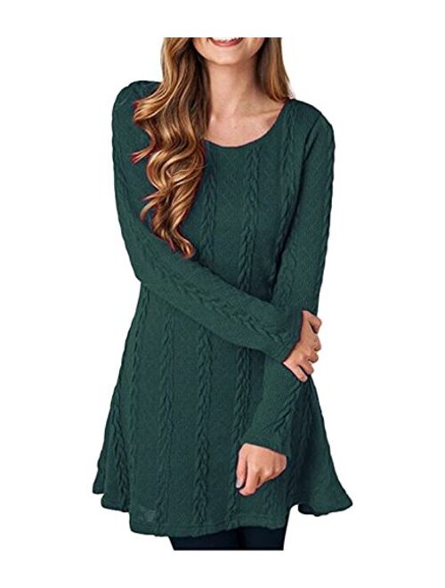 MANSY Womens Knitted Crewneck Sweater Dress