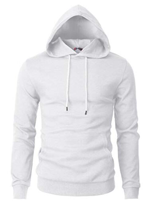 H2H Mens Casual Slim Fit Long Sleeve Hoodie Lightweight Basic Designed