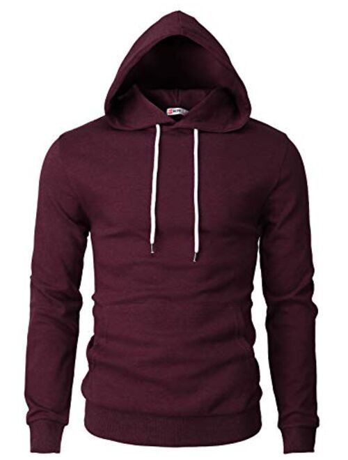 H2H Mens Casual Slim Fit Long Sleeve Hoodie Lightweight Basic Designed