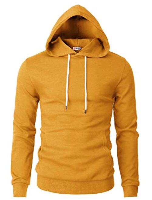 H2H Mens Casual Slim Fit Long Sleeve Hoodie Lightweight Basic Designed