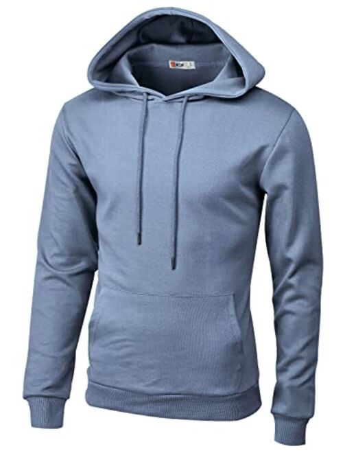 H2H Mens Casual Slim Fit Long Sleeve Hoodie Lightweight Basic Designed