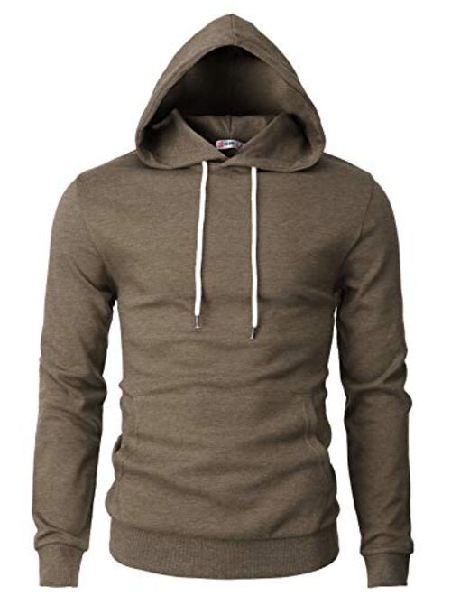 H2H Mens Casual Slim Fit Long Sleeve Hoodie Lightweight Basic Designed