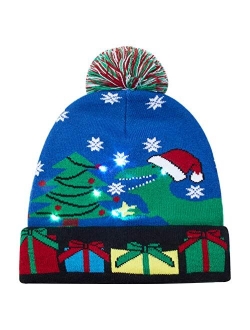 uideazone LED Light-up Knitted Ugly Sweater Holiday Hat Lets GET LIT Xmas Christmas Beanies for Party