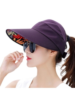 HINDAWI Sun Hats for Women Wide Brim UV Protection Summer Beach Packable Visor