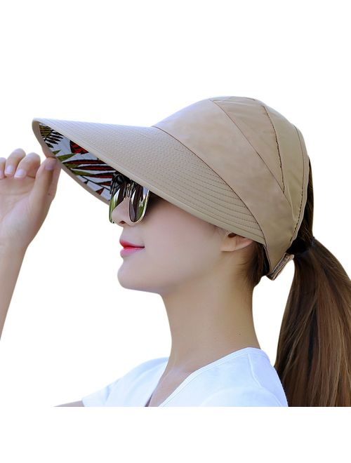 HINDAWI Sun Hats for Women Wide Brim UV Protection Summer Beach Packable Visor