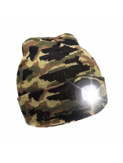 USB Rechargeable 4 LED Lighted Beanie CapUnisex Winter Warmer Knit Cap Hands Free Hat for Hiking, Jogging, CampingBiking