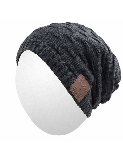 Bluetooth Beanie Hat,Qshell Washable Winter Men Women Cap with Wireless Stereo Headphones Mic Hands Free Rechargeable Battery for Outdoor Sports Running Skiing Snowboard 