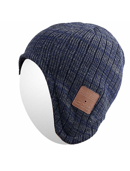 Bluetooth Beanie Hat,Qshell Washable Winter Men Women Cap with Wireless Stereo Headphones Mic Hands Free Rechargeable Battery for Outdoor Sports Running Skiing Snowboard 