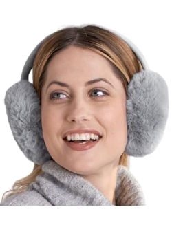 Womens Ear Muffs - Winter Ear Warmers/Covers - Cable Knit Furry Fleece Earmuffs for Cold Weather