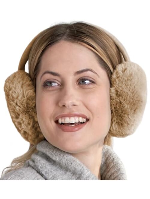 Womens Ear Muffs - Winter Ear Warmers/Covers - Cable Knit Furry Fleece Earmuffs for Cold Weather