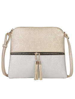 SG SUGU Lightweight Medium Crossbody Bag with Tassel and Zipper Pocket