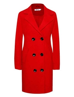 APTRO Women's Winter Dress Coats Wool Blend Double Breasted Long Peacoat