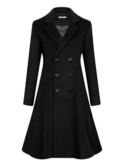 APTRO Women's Winter Dress Coats Wool Blend Double Breasted Long Peacoat