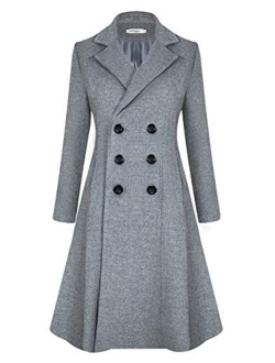 APTRO Women's Winter Dress Coats Wool Blend Double Breasted Long Peacoat