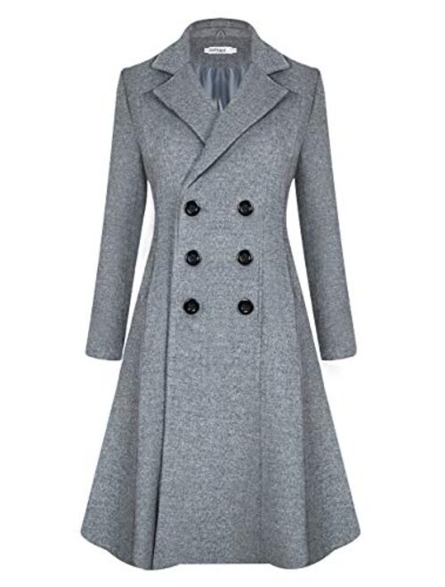 APTRO Women's Winter Dress Coats Wool Blend Double Breasted Long Peacoat