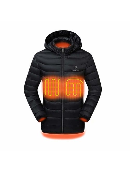 Venustas [2019 Upgrade Heated Jacket with Battery Pack (Unisex), Heated Coat for Women and Men with Detachable Hood