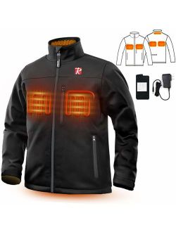 Heated Jacket for Men,Warm Jacket with 5 Heated Zone and 7.4V 10050mAh Battery Comfortable Stylish Warm