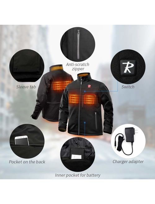 Heated Jacket for Men,Warm Jacket with 5 Heated Zone and 7.4V 10050mAh Battery Comfortable Stylish Warm