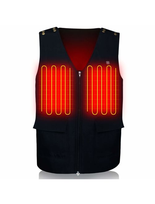 GLOBAL VASION Rechargeable Heated Vest Jacket Battery Powered for Men Women Cold Weather Vest Jacket for Hike Camp Ski