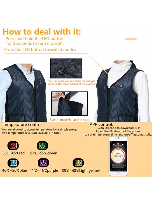 Heating Electric Vest USB Charging Heated Vest Cold-Proof Heating Clothes Washable (Battery Not Included)