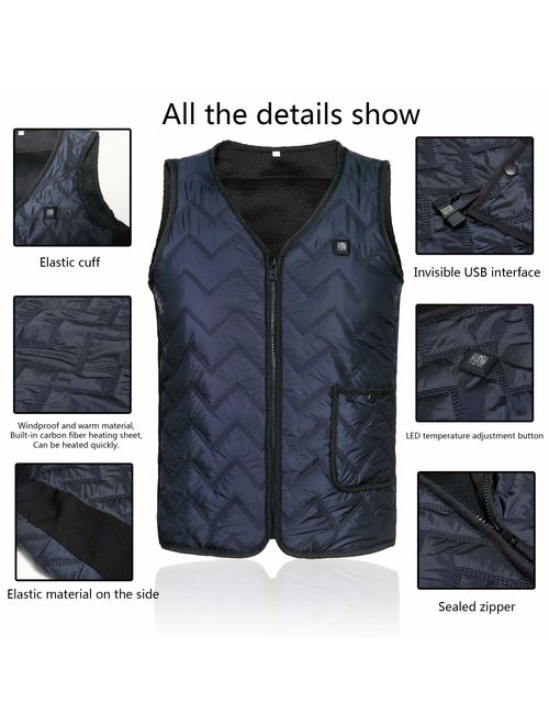 Heating Electric Vest USB Charging Heated Vest Cold-Proof Heating Clothes Washable (Battery Not Included)