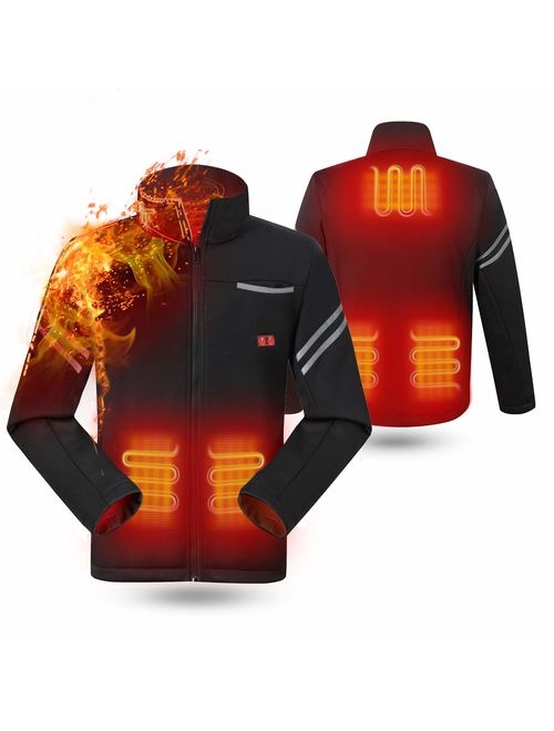 rocboc Heated Jacket, USB Electric Heating Clothes Full-Zip Heated Sweatshirt (No Battery)