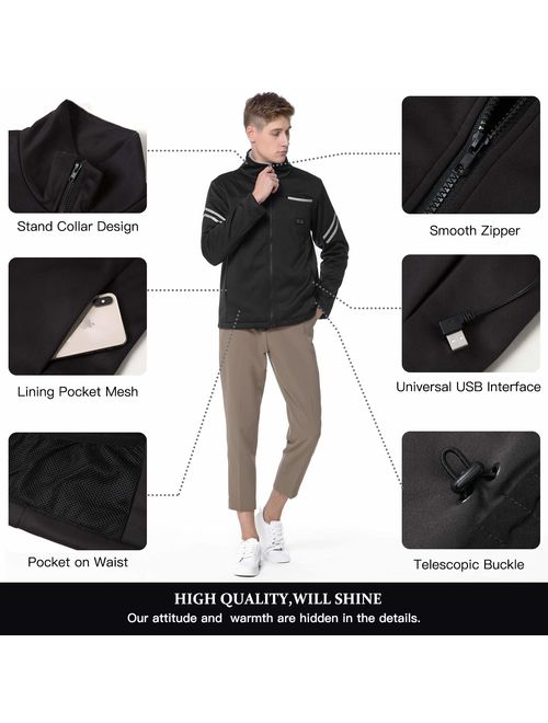 rocboc Heated Jacket, USB Electric Heating Clothes Full-Zip Heated Sweatshirt (No Battery)