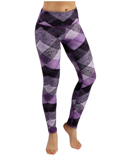 ODODOS Women's High Waisted Pattern Leggings, Tummy Control, Workout Yoga Pants with Pockets