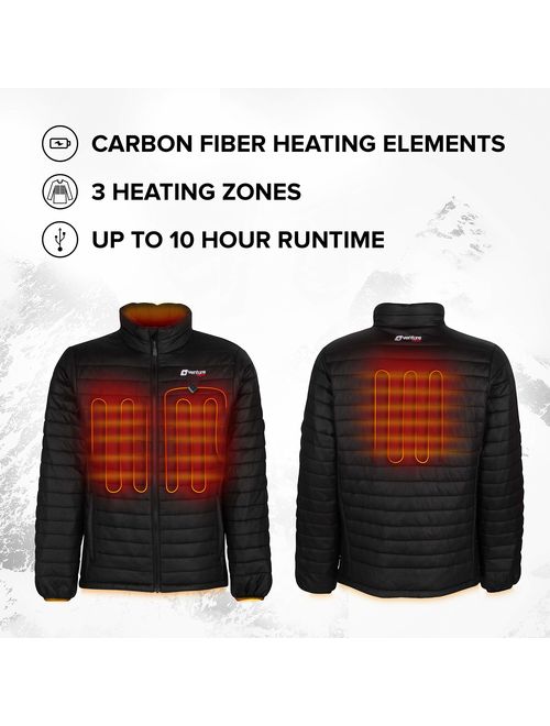 Venture Heat Men's Heated Jacket with Battery Pack - Insulated Electric Coat, Windproof, Traverse 2.0