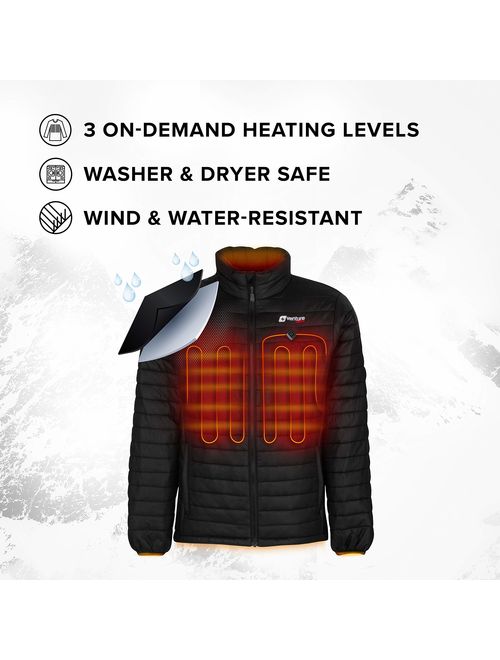 Venture Heat Men's Heated Jacket with Battery Pack - Insulated Electric Coat, Windproof, Traverse 2.0