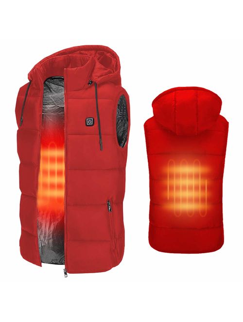 COCOPLAZA Insulated Heated Vest, Unisex Slim Fit Heated Coat Waistcoat Rechargeable USB Electric Heating Winter Vest