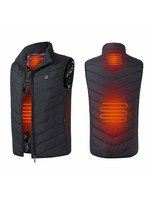 Cocobla 2019 Upgrade Electric Heated Vest Lightweight USB Rechagable Heating Warm Waistcoat Down Gilet[Battery NOT Included]