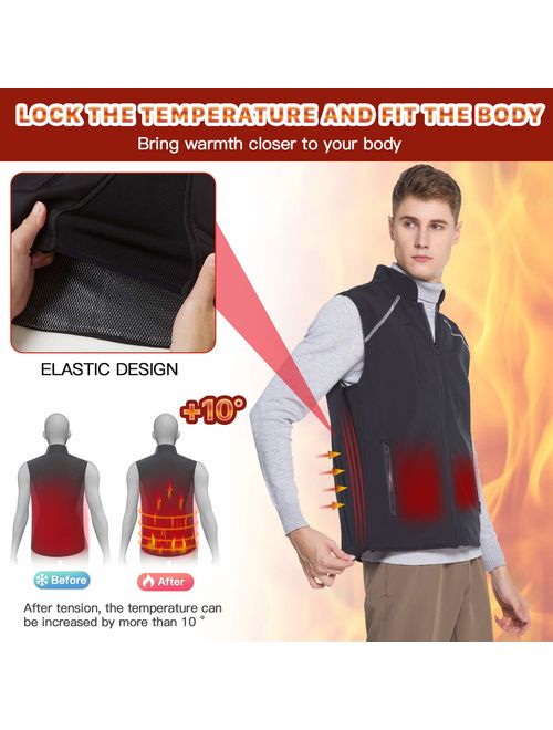 Vinmori USB Heated Vest, 5 Heating Panels Washable Heating Clothing (No Battery)