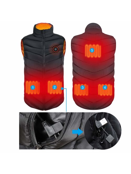 WWTECKS (Black-XL) Electric Heating Vest Heated Jacket(Without Battery,Large Body Type Wearing!)