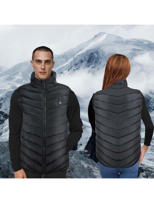 WWTECKS (Black-XL) Electric Heating Vest Heated Jacket(Without Battery,Large Body Type Wearing!)