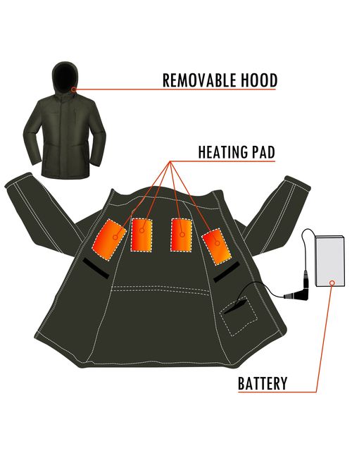 GLOBAL VASION Heated Jacket Winter Down Coat for Men