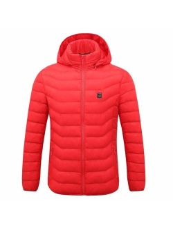 Yameeni Men Women Heated Jackets USB Ski Jackets Winter Windproof Quilted Coats with Detachable Hood and Zipper Pockets