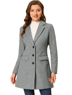 Women's Notched Lapel Single Breasted Outwear Winter Coat