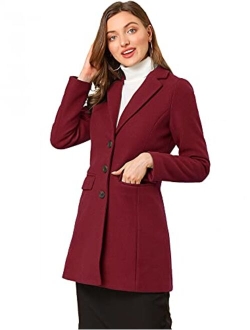 Women's Notched Lapel Single Breasted Outwear Winter Coat