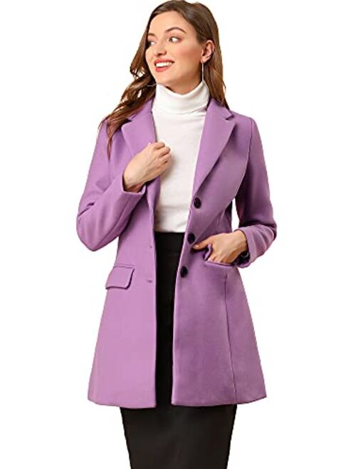 Allegra K Women's Notched Lapel Single Breasted Outwear Winter Coat