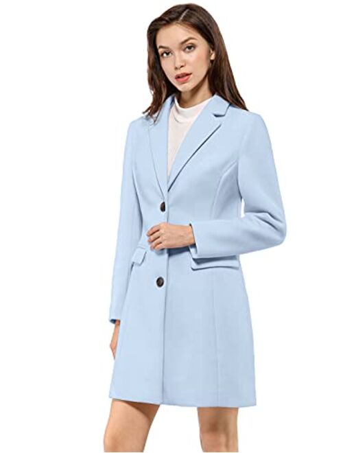 Allegra K Women's Notched Lapel Single Breasted Outwear Winter Coat