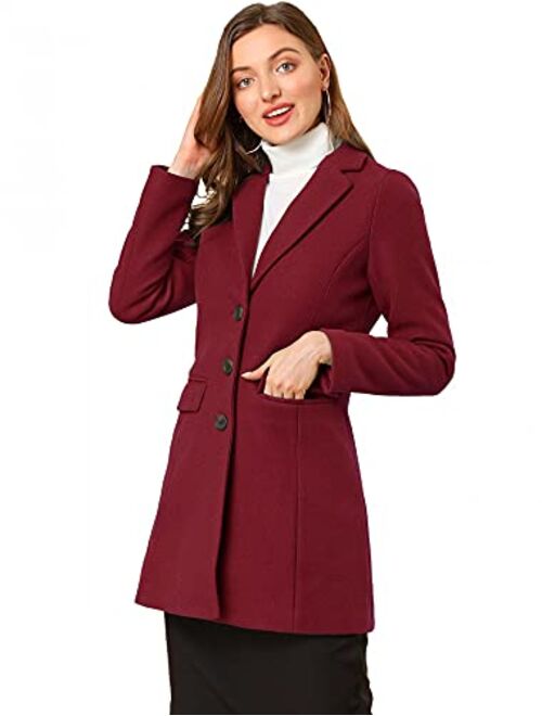 Allegra K Women's Notched Lapel Single Breasted Outwear Winter Coat