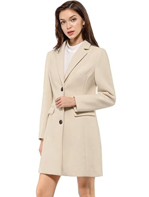 Allegra K Women's Notched Lapel Single Breasted Outwear Winter Coat