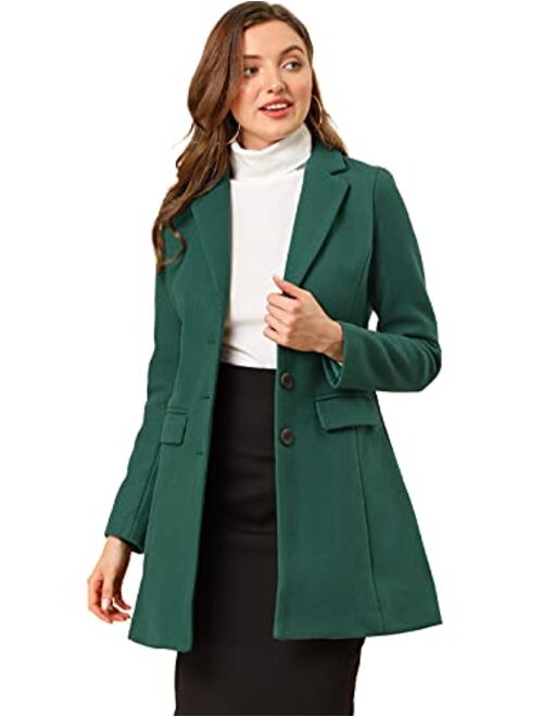 Allegra K Women's Notched Lapel Single Breasted Outwear Winter Coat