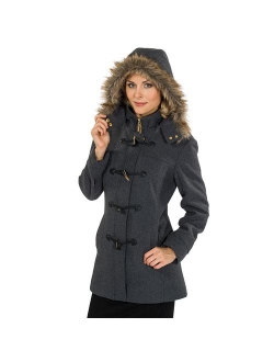 Duffy Womens Wool Coat Fur Trim Hooded Parka Jacket