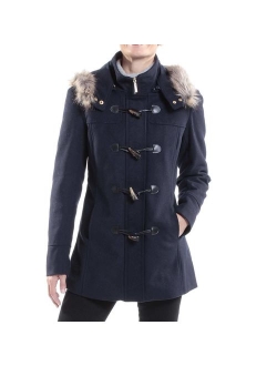 Duffy Womens Wool Coat Fur Trim Hooded Parka Jacket