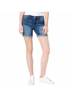 Womens Midi Embroidered Denim Shorts