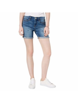 Womens Midi Embroidered Denim Shorts