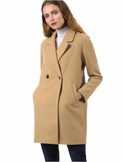 Women's Notched Lapel Double Breasted Raglan Winter Coats