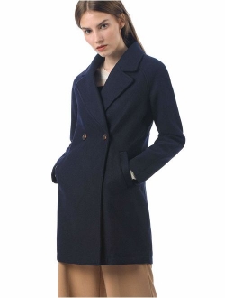 Women's Notched Lapel Double Breasted Raglan Winter Coats